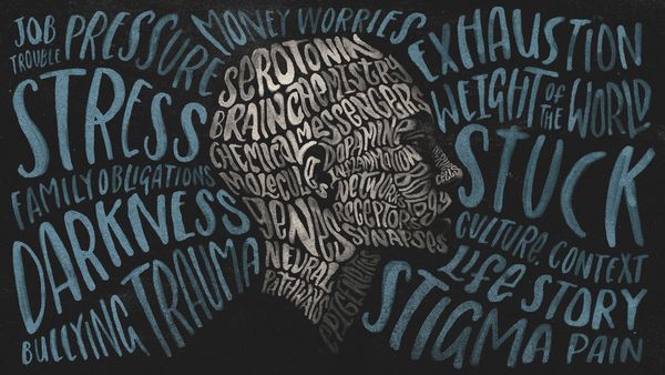 depression symptoms word art